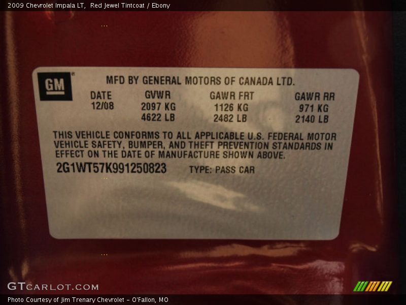 Red Jewel Tintcoat / Ebony 2009 Chevrolet Impala LT