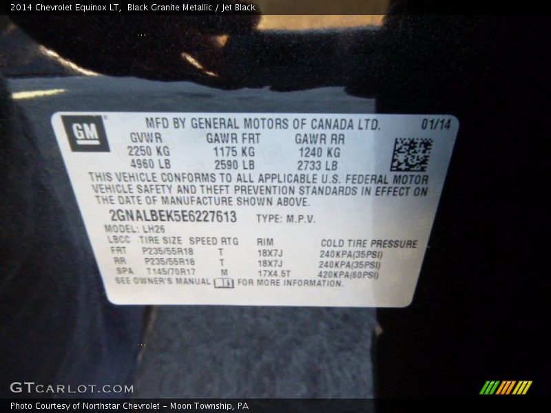 Black Granite Metallic / Jet Black 2014 Chevrolet Equinox LT