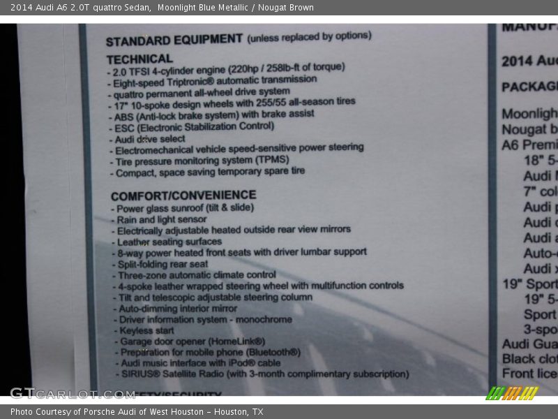 Moonlight Blue Metallic / Nougat Brown 2014 Audi A6 2.0T quattro Sedan