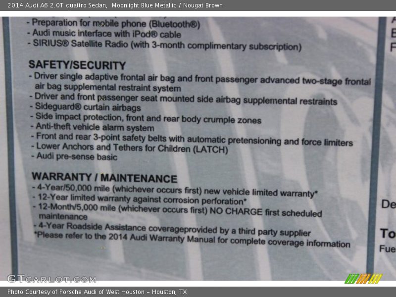 Moonlight Blue Metallic / Nougat Brown 2014 Audi A6 2.0T quattro Sedan