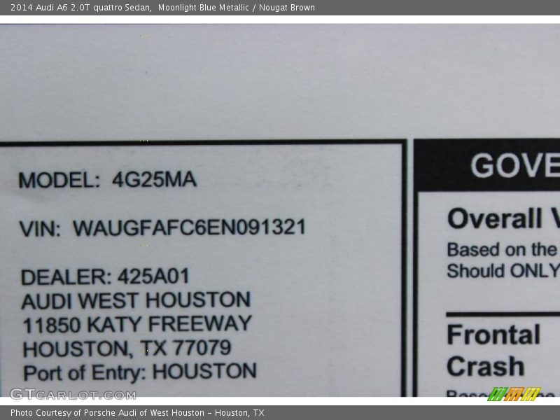 Moonlight Blue Metallic / Nougat Brown 2014 Audi A6 2.0T quattro Sedan