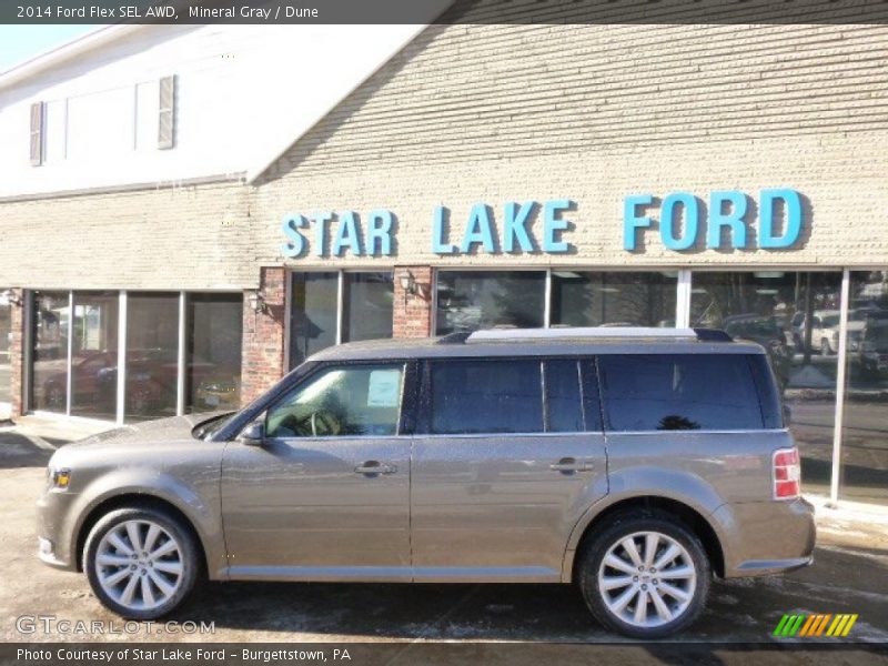 Mineral Gray / Dune 2014 Ford Flex SEL AWD