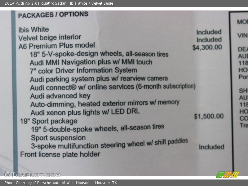 Ibis White / Velvet Beige 2014 Audi A6 2.0T quattro Sedan