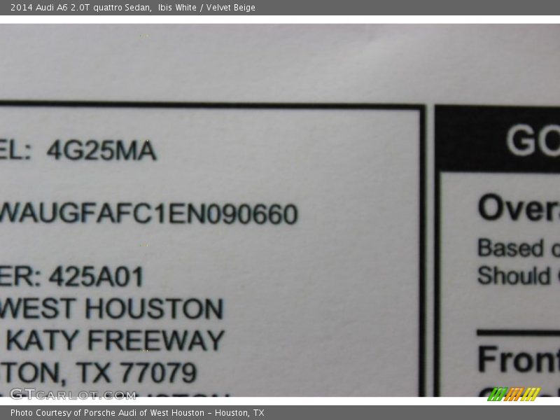 Ibis White / Velvet Beige 2014 Audi A6 2.0T quattro Sedan