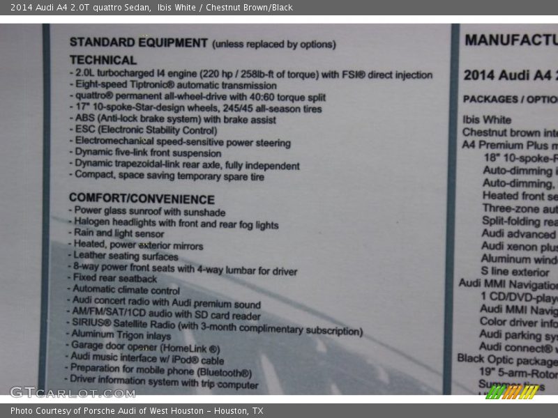 Ibis White / Chestnut Brown/Black 2014 Audi A4 2.0T quattro Sedan