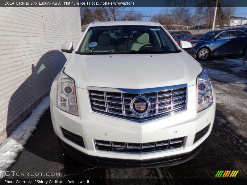 Platinum Ice Tricoat / Shale/Brownstone 2014 Cadillac SRX Luxury AWD