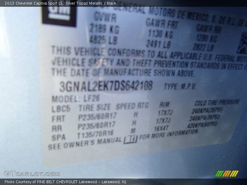 Silver Topaz Metallic / Black 2013 Chevrolet Captiva Sport LS