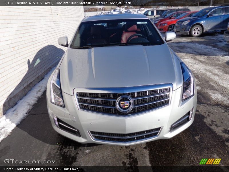 Radiant Silver Metallic / Morello Red/Jet Black 2014 Cadillac ATS 3.6L AWD