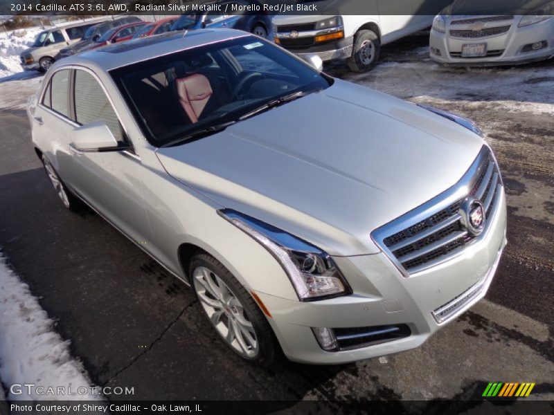 Radiant Silver Metallic / Morello Red/Jet Black 2014 Cadillac ATS 3.6L AWD