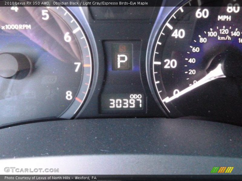 Obsidian Black / Light Gray/Espresso Birds-Eye Maple 2010 Lexus RX 350 AWD