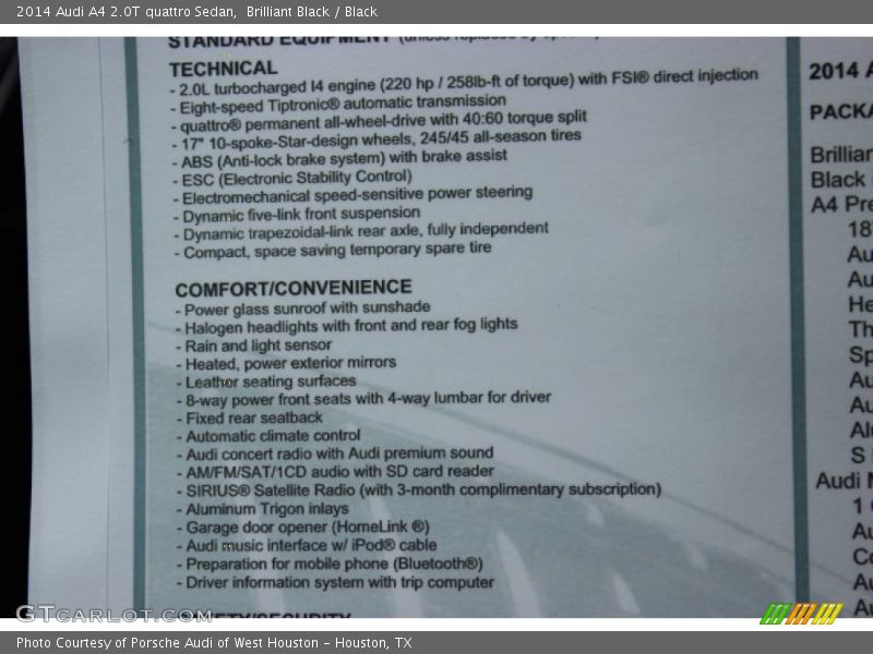Brilliant Black / Black 2014 Audi A4 2.0T quattro Sedan