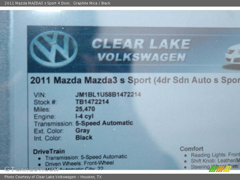 Graphite Mica / Black 2011 Mazda MAZDA3 s Sport 4 Door