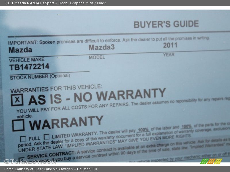 Graphite Mica / Black 2011 Mazda MAZDA3 s Sport 4 Door