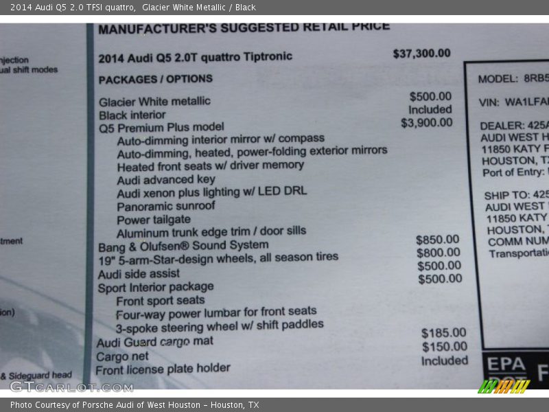 Glacier White Metallic / Black 2014 Audi Q5 2.0 TFSI quattro