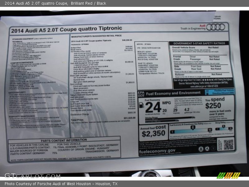 Brilliant Red / Black 2014 Audi A5 2.0T quattro Coupe