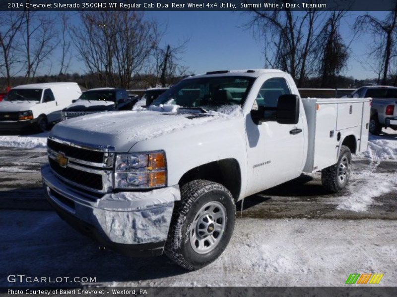Summit White / Dark Titanium 2014 Chevrolet Silverado 3500HD WT Regular Cab Dual Rear Wheel 4x4 Utility