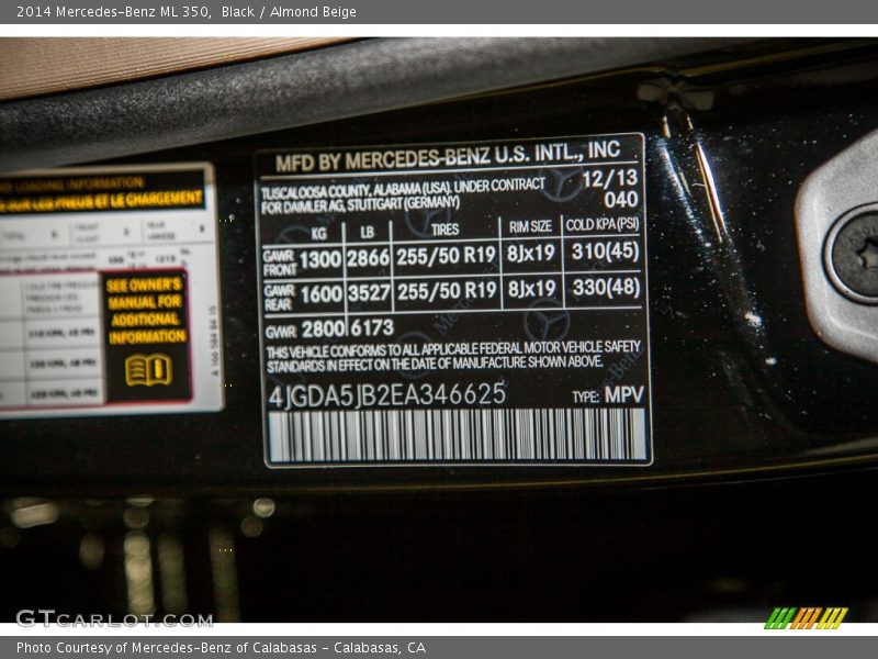 Black / Almond Beige 2014 Mercedes-Benz ML 350