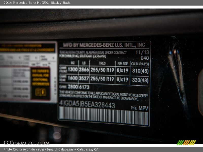 Black / Black 2014 Mercedes-Benz ML 350
