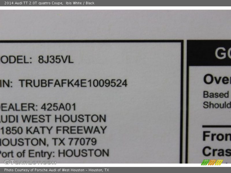 Ibis White / Black 2014 Audi TT 2.0T quattro Coupe