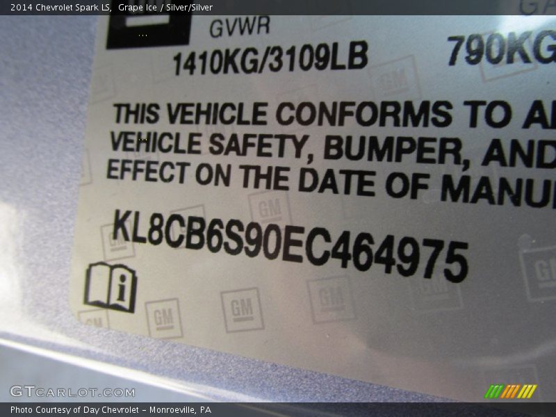 Grape Ice / Silver/Silver 2014 Chevrolet Spark LS