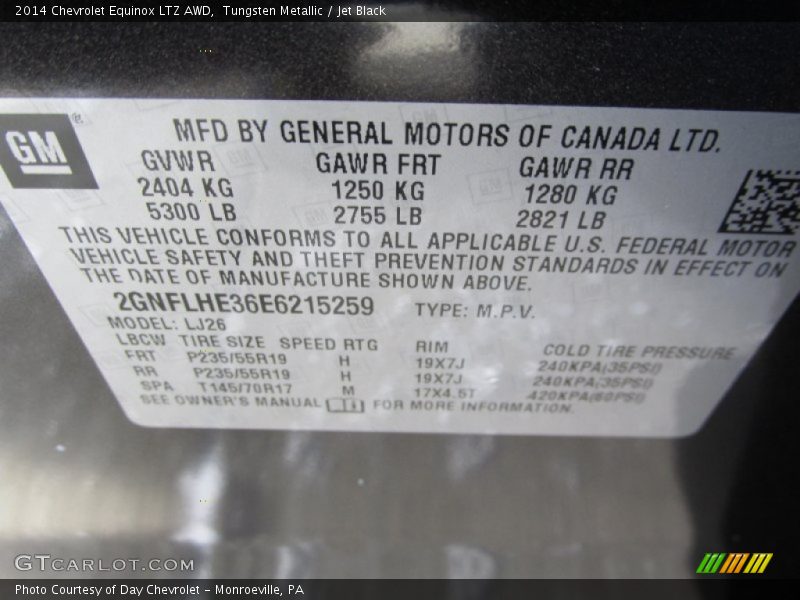 Tungsten Metallic / Jet Black 2014 Chevrolet Equinox LTZ AWD