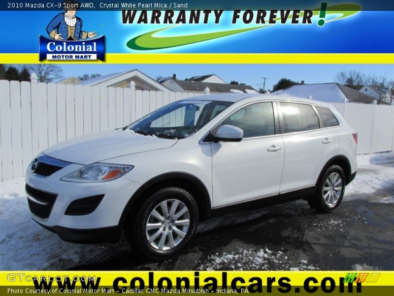 Crystal White Pearl Mica / Sand 2010 Mazda CX-9 Sport AWD