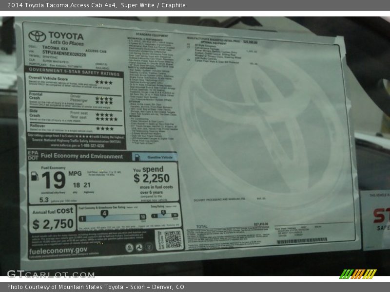 Super White / Graphite 2014 Toyota Tacoma Access Cab 4x4