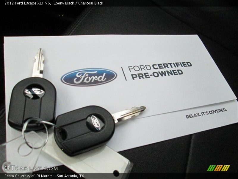 Ebony Black / Charcoal Black 2012 Ford Escape XLT V6