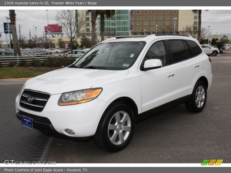 Powder White Pearl / Beige 2008 Hyundai Santa Fe SE