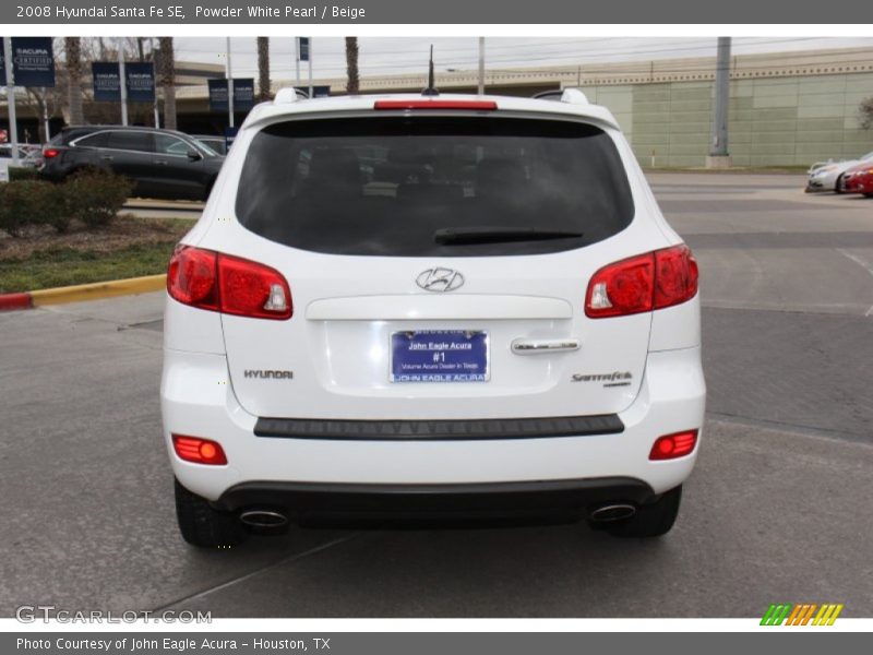 Powder White Pearl / Beige 2008 Hyundai Santa Fe SE