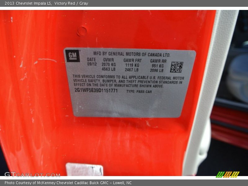 Victory Red / Gray 2013 Chevrolet Impala LS