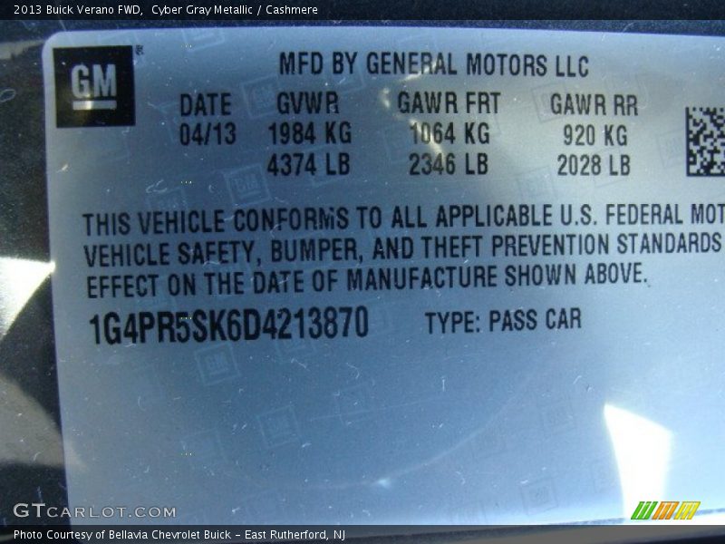 Cyber Gray Metallic / Cashmere 2013 Buick Verano FWD