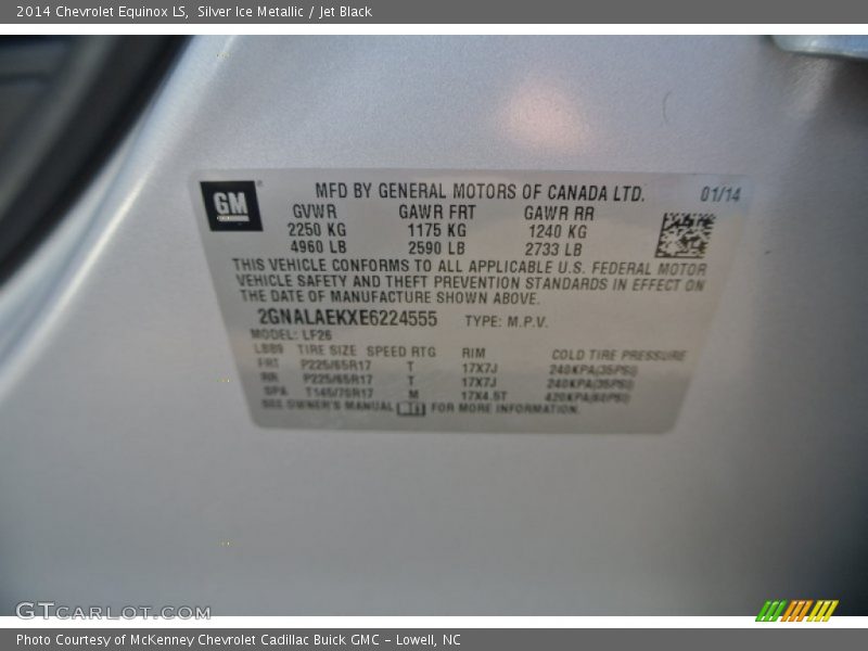 Silver Ice Metallic / Jet Black 2014 Chevrolet Equinox LS