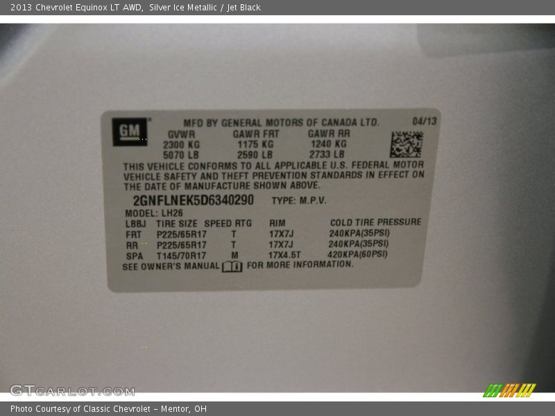 Silver Ice Metallic / Jet Black 2013 Chevrolet Equinox LT AWD