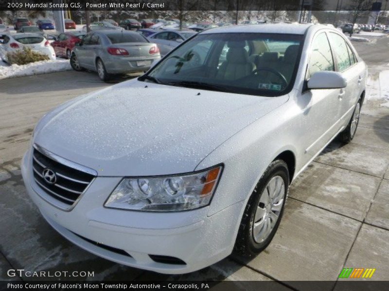 Powder White Pearl / Camel 2009 Hyundai Sonata GLS