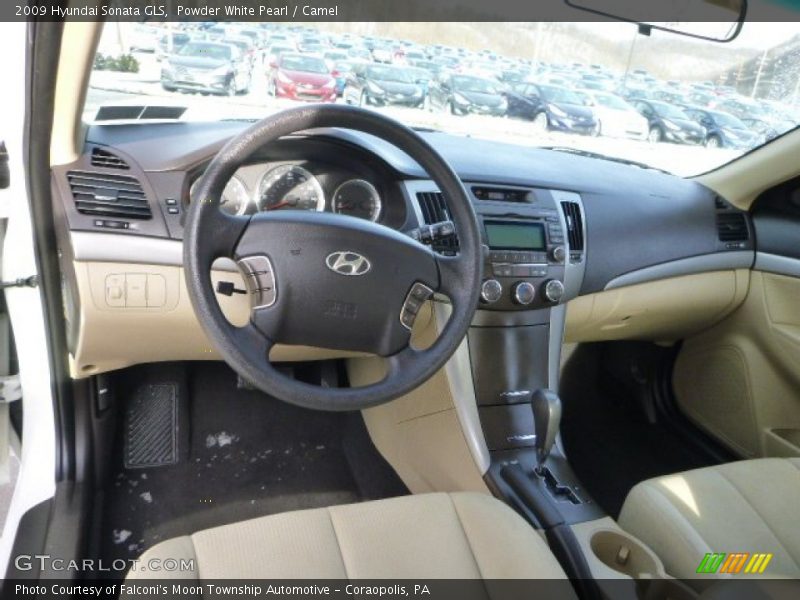 Powder White Pearl / Camel 2009 Hyundai Sonata GLS