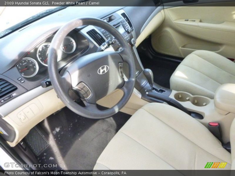Powder White Pearl / Camel 2009 Hyundai Sonata GLS