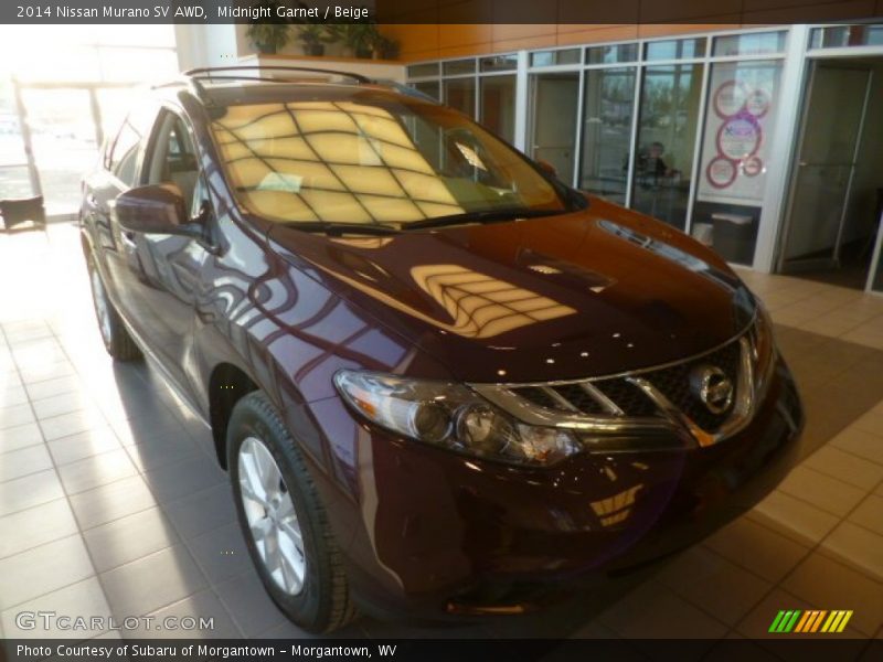 Midnight Garnet / Beige 2014 Nissan Murano SV AWD