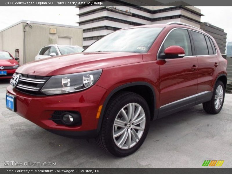 Wild Cherry Metallic / Beige 2014 Volkswagen Tiguan SEL