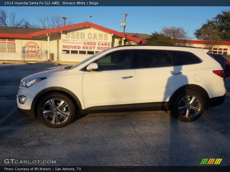 Monaco White / Beige 2014 Hyundai Santa Fe GLS AWD