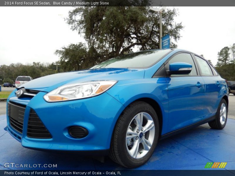 Blue Candy / Medium Light Stone 2014 Ford Focus SE Sedan
