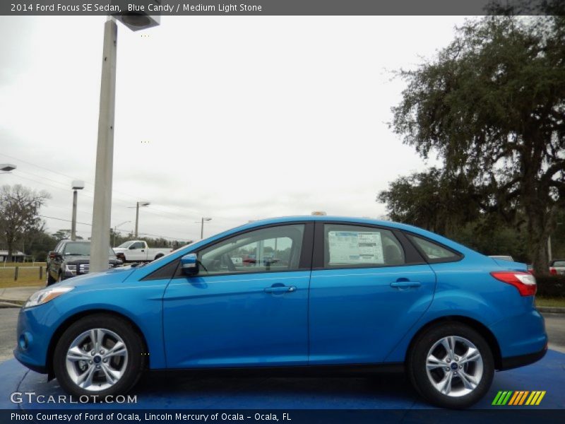Blue Candy / Medium Light Stone 2014 Ford Focus SE Sedan