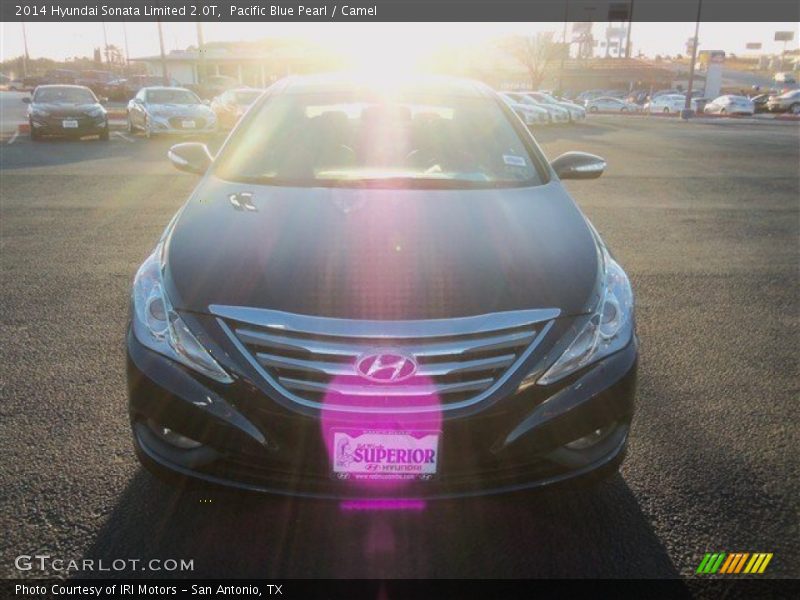 Pacific Blue Pearl / Camel 2014 Hyundai Sonata Limited 2.0T