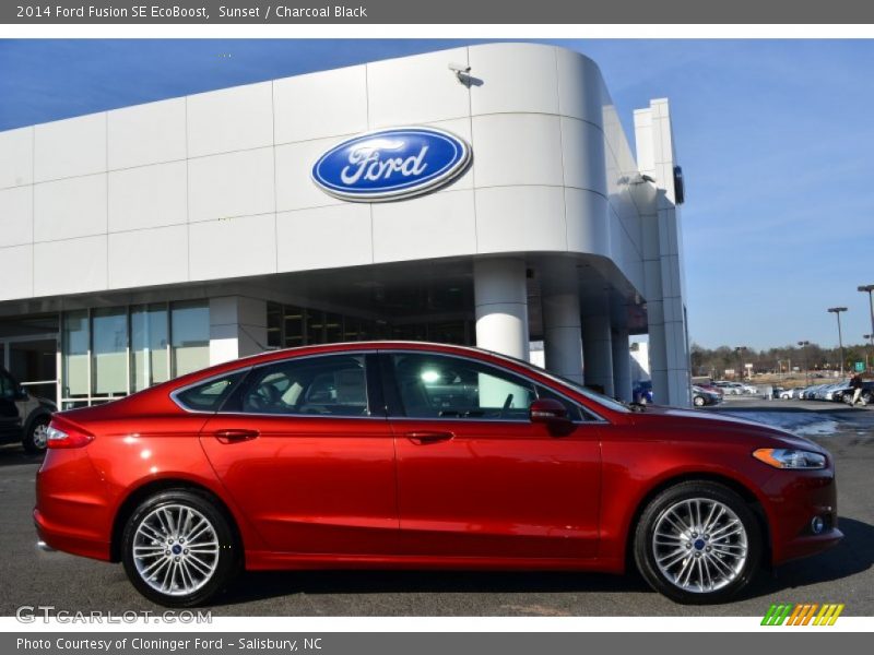 Sunset / Charcoal Black 2014 Ford Fusion SE EcoBoost