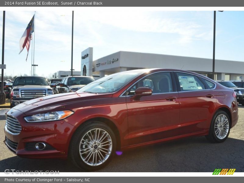 Sunset / Charcoal Black 2014 Ford Fusion SE EcoBoost