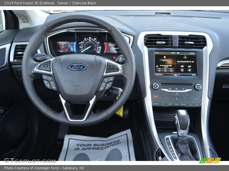 Sunset / Charcoal Black 2014 Ford Fusion SE EcoBoost