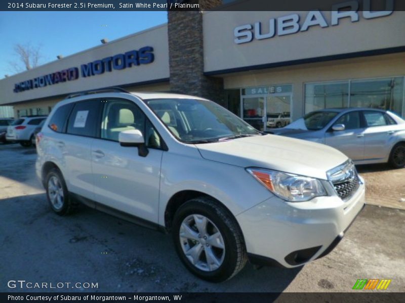 Satin White Pearl / Platinum 2014 Subaru Forester 2.5i Premium