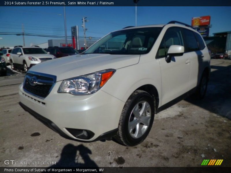 Satin White Pearl / Platinum 2014 Subaru Forester 2.5i Premium