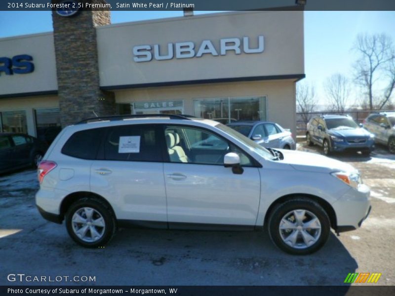 Satin White Pearl / Platinum 2014 Subaru Forester 2.5i Premium