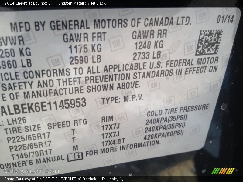 Tungsten Metallic / Jet Black 2014 Chevrolet Equinox LT